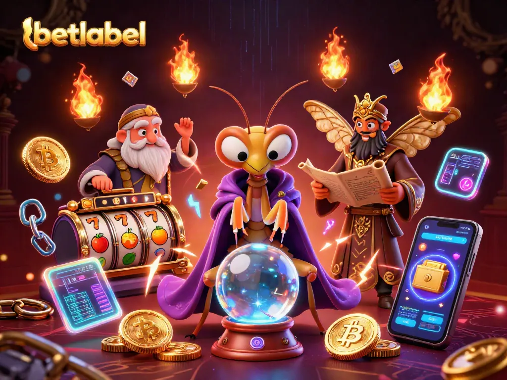 Experience betting excitement with betlabel's vibrant 3D casino illustration featuring slot games and mystical characters.